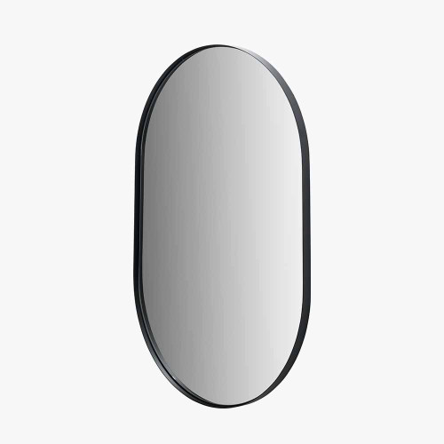 Pacific Lifestyle Black Metal Slim Frame Oval Wall Mirror