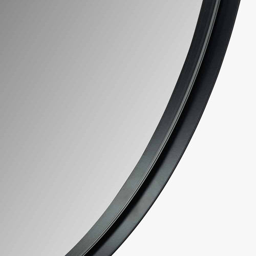 Pacific Lifestyle Black Metal Slim Frame Round Wall Mirror Large