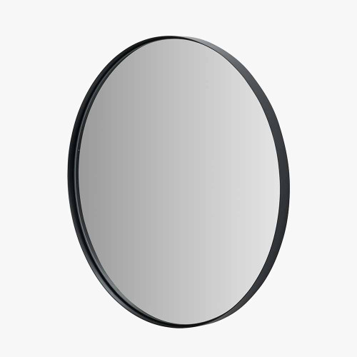 Pacific Lifestyle Black Metal Slim Frame Round Wall Mirror Small
