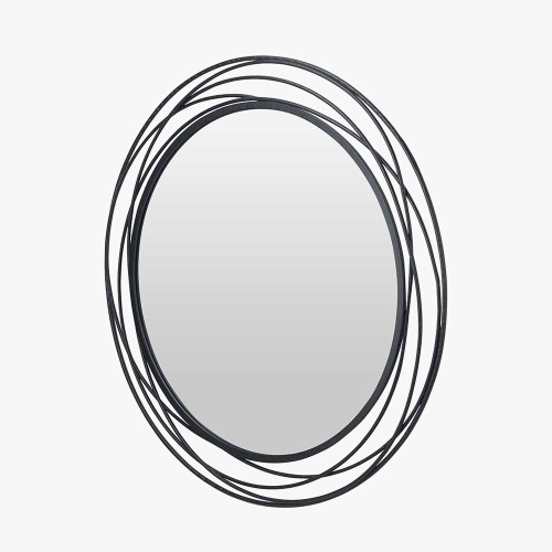 Pacific Lifestyle Black Metal Swirl Round Wall Mirror
