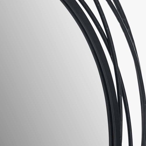 Pacific Lifestyle Black Metal Swirl Round Wall Mirror