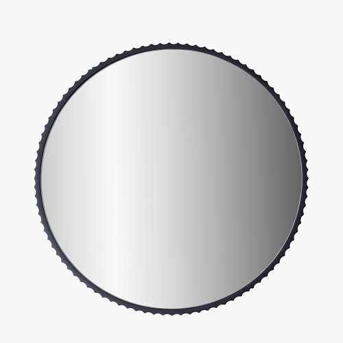 pacific lifestyle Black Metal Textured Edged Round Wall Mirror