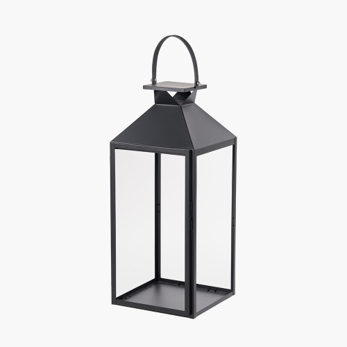 Pacific Lifestyle Black Stainless Steel And Glass Large Lantern