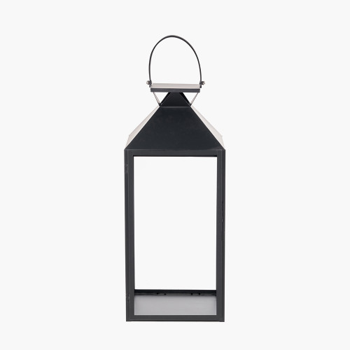 pacific lifestyle Black Stainless Steel and Glass Large Lantern