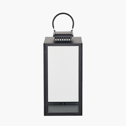 Pacific Lifestyle Black Stainless Steel And Glass Large Rectangular Lantern