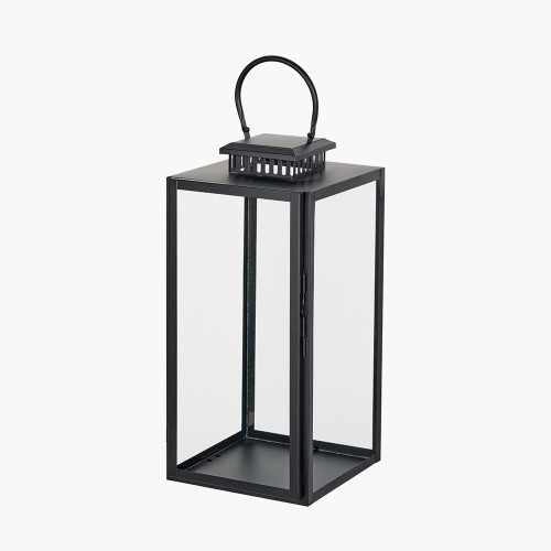 Pacific Lifestyle Black Stainless Steel And Glass Large Rectangular Lantern