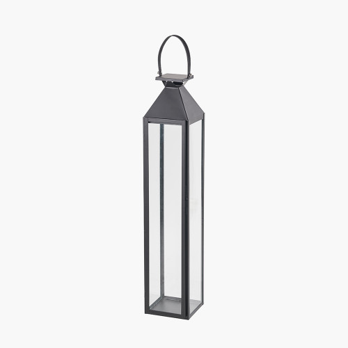 Pacific Lifestyle Black Stainless Steel And Glass Large Tall Lantern