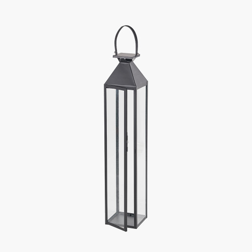 Pacific Lifestyle Black Stainless Steel And Glass Large Tall Lantern