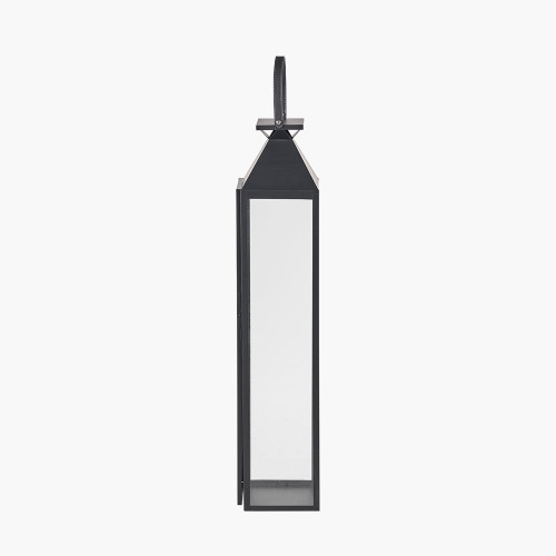 Pacific Lifestyle Black Stainless Steel And Glass Large Tall Lantern