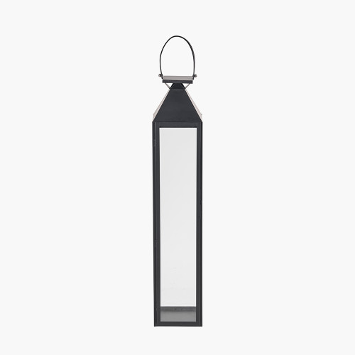 pacific lifestyle Black Stainless Steel and Glass Large Tall Lantern