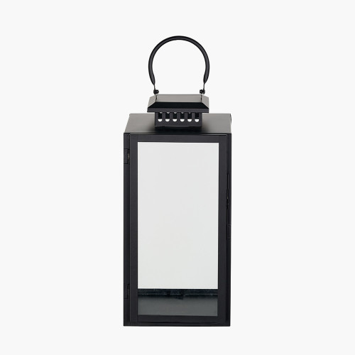 Pacific Lifestyle Black Stainless Steel And Glass Medium Rectangular Lantern