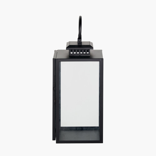 Pacific Lifestyle Black Stainless Steel And Glass Medium Rectangular Lantern