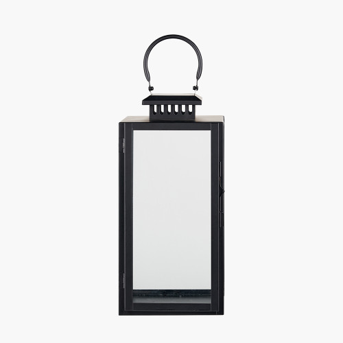 pacific lifestyle Black Stainless Steel and Glass Medium Rectangular Lantern