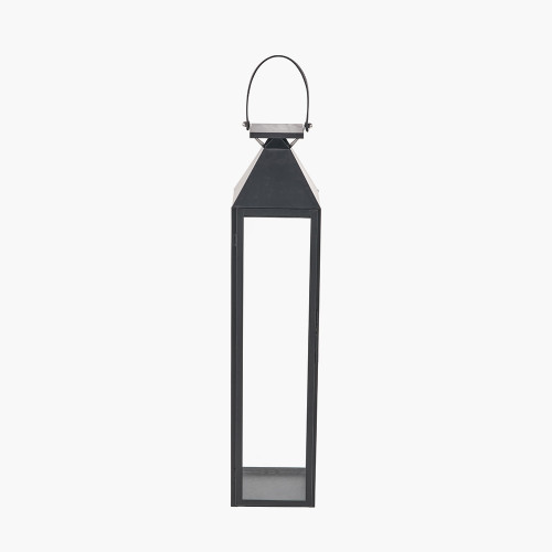 Pacific Lifestyle Black Stainless Steel And Glass Medium Tall Lantern