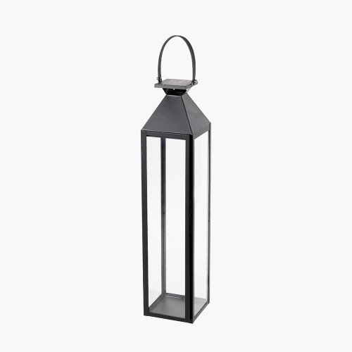 Pacific Lifestyle Black Stainless Steel And Glass Medium Tall Lantern