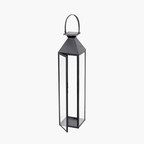 Pacific Lifestyle Black Stainless Steel And Glass Medium Tall Lantern