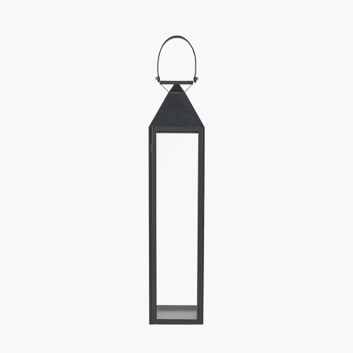 pacific lifestyle Black Stainless Steel and Glass Medium Tall Lantern