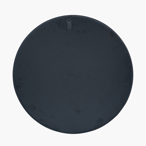 Pacific Lifestyle Black Wood Veneer And Foxed Glass Round Wall Mirror