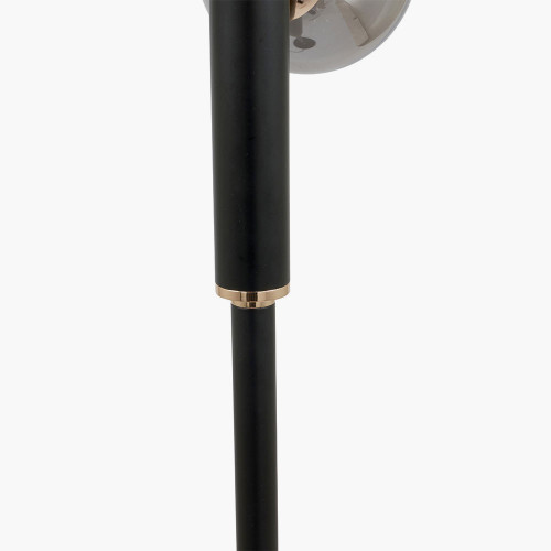 Pacific Lifestyle Blair Smoke Glass Ball And Black Metal Floor Lamp