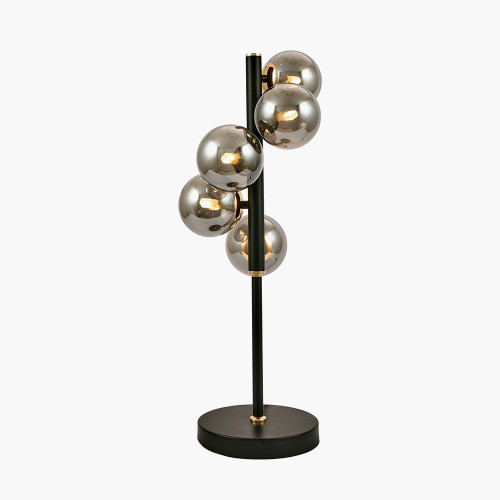 Pacific Lifestyle Blair Smoke Glass Ball And Black Metal Table Lamp