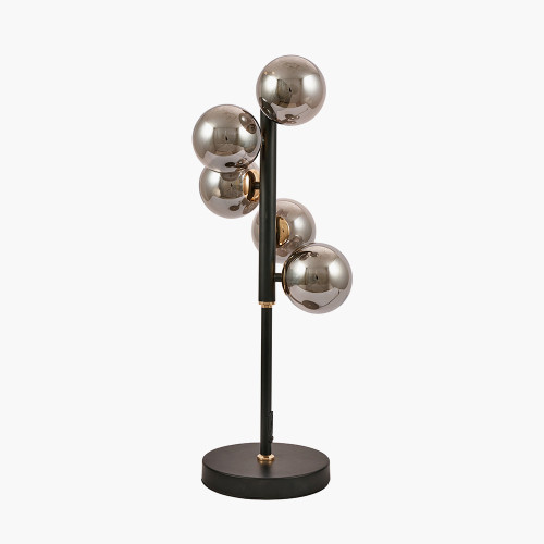 Pacific Lifestyle Blair Smoke Glass Ball And Black Metal Table Lamp