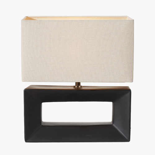 Pacific Lifestyle Block Black Ceramic Rectangular Table Lamp