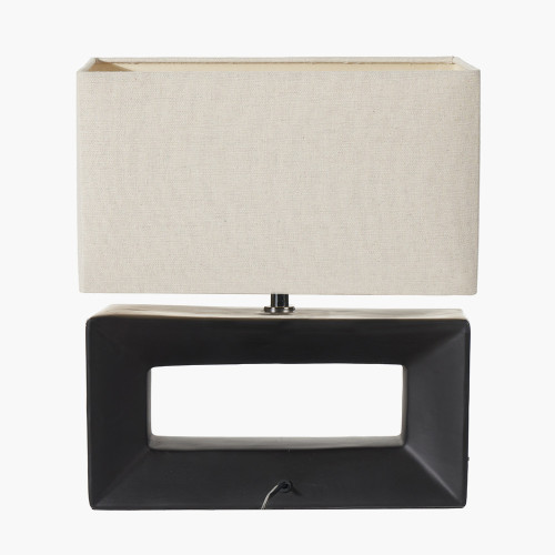 Pacific Lifestyle Block Black Ceramic Rectangular Table Lamp