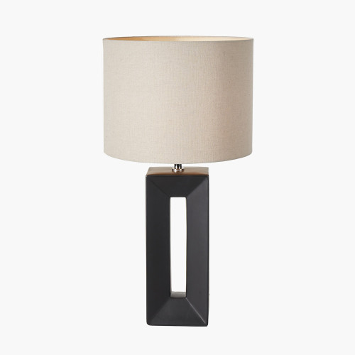 Pacific Lifestyle Block Black Ceramic Tall Table Lamp