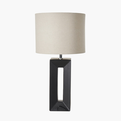 Pacific Lifestyle Block Black Ceramic Tall Table Lamp