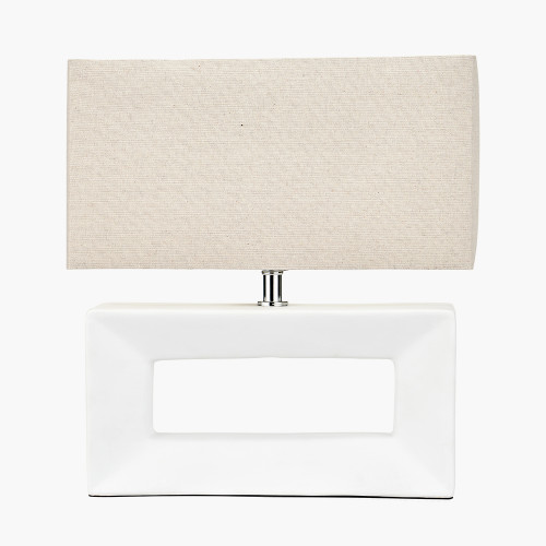 Pacific Lifestyle Block White Ceramic Rectangular Table Lamp