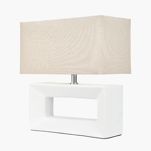 Pacific Lifestyle Block White Ceramic Rectangular Table Lamp