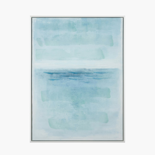 pacific lifestyle Blues Abstract Canvas with White Frame