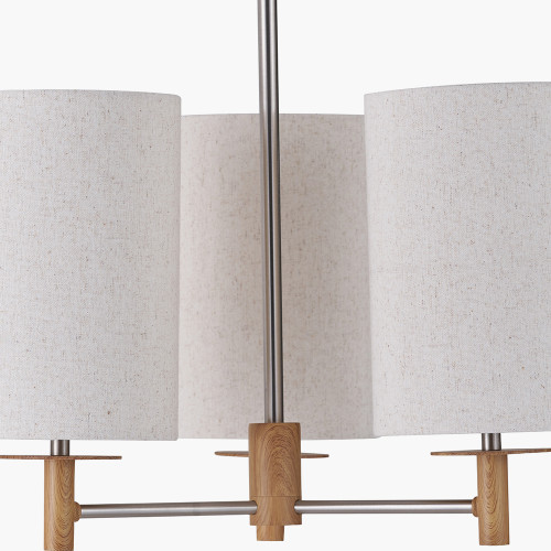 Pacific Lifestyle Bonham Natural Wood Veneer And Silver Metal 3 Light Pendant