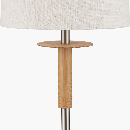 Pacific Lifestyle Bonham Natural Wood Veneer And Silver Metal Floor Lamp