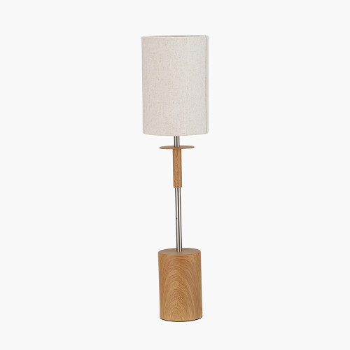 Pacific Lifestyle Bonham Natural Wood Veneer And Silver Metal Table Lamp