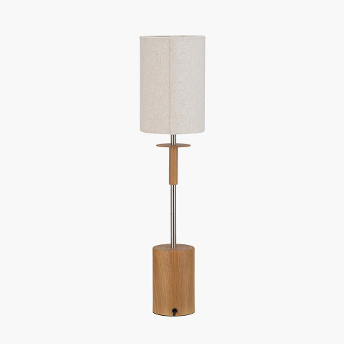 Pacific Lifestyle Bonham Natural Wood Veneer And Silver Metal Table Lamp