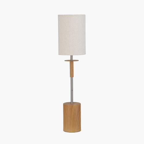 pacific lifestyle Bonham Natural Wood Veneer and Silver Metal Table Lamp