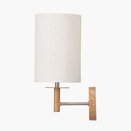 Pacific Lifestyle Bonham Natural Wood Veneer And Silver Metal Wall Light