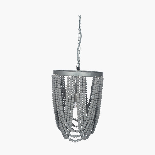 pacific lifestyle Bonneval Grey Wash Wood Bead Sash Pendant