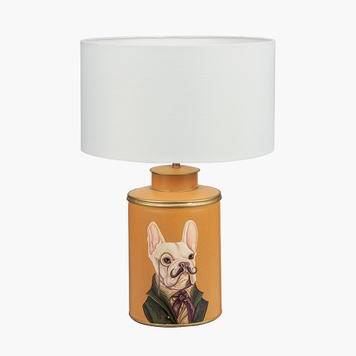 Pacific Lifestyle Boston Terrier Mustard Hand Painted Metal Table Lamp Base