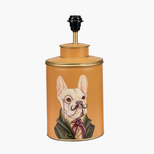 pacific lifestyle Boston Terrier Mustard Hand Painted Metal Table Lamp Base