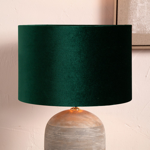 Pacific Lifestyle Bow 25cm Forest Green Velvet Cylinder Lampshade