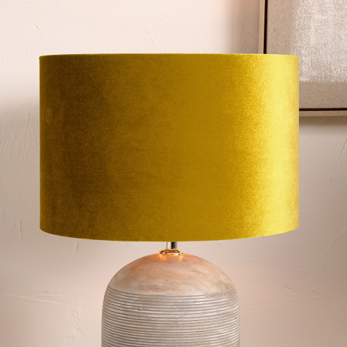 Pacific Lifestyle Bow 25cm Mustard Velvet Cylinder Lampshade