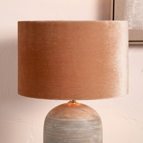 Pacific Lifestyle Bow 30cm Apricot Velvet Cylinder Lampshade