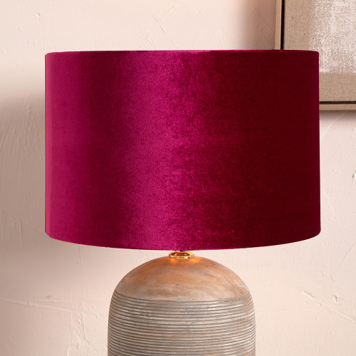 Pacific Lifestyle Bow 30cm Raspberry Velvet Cylinder Lampshade