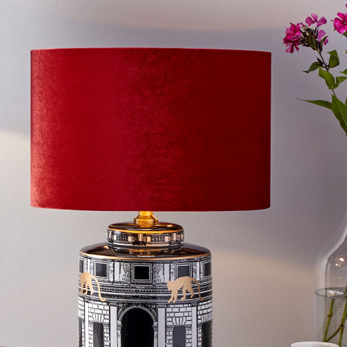 Pacific Lifestyle Bow 30cm Red Velvet Cylinder Lampshade