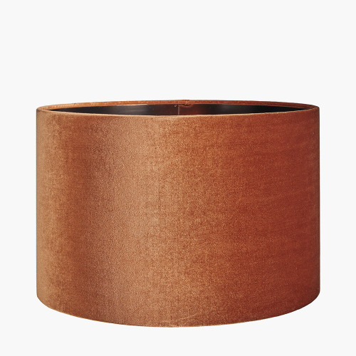 Pacific Lifestyle Bow 35cm Tobacco Velvet Cylinder Lampshade