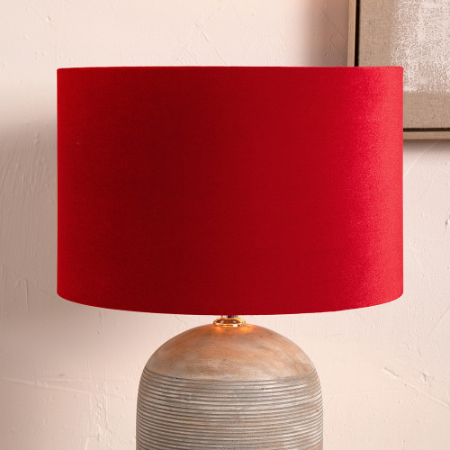 Pacific Lifestyle Bow 40cm Red Velvet Cylinder Lampshade