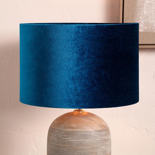 Pacific Lifestyle Bow 40cm Sapphire Velvet Cylinder Lampshade