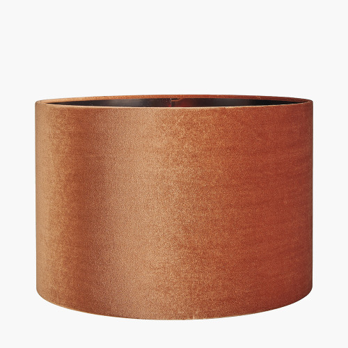 Pacific Lifestyle Bow 40cm Tobacco Velvet Cylinder Lampshade